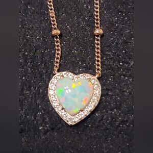 Heart-Shaped Opal Pendant Necklace